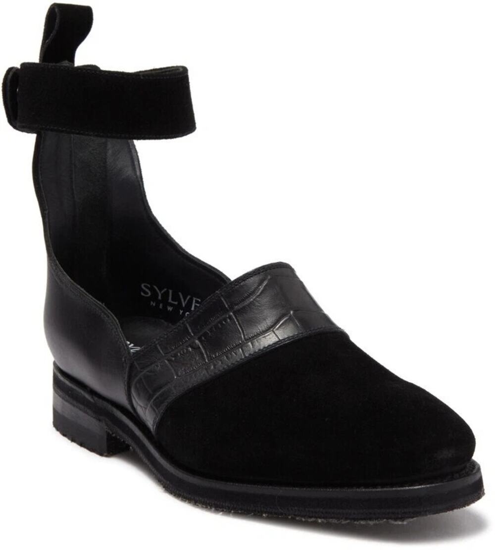 Sylven New York Lennox Croc Embossed Ankle Strap Ballet Flats Size 6.5 NWOB